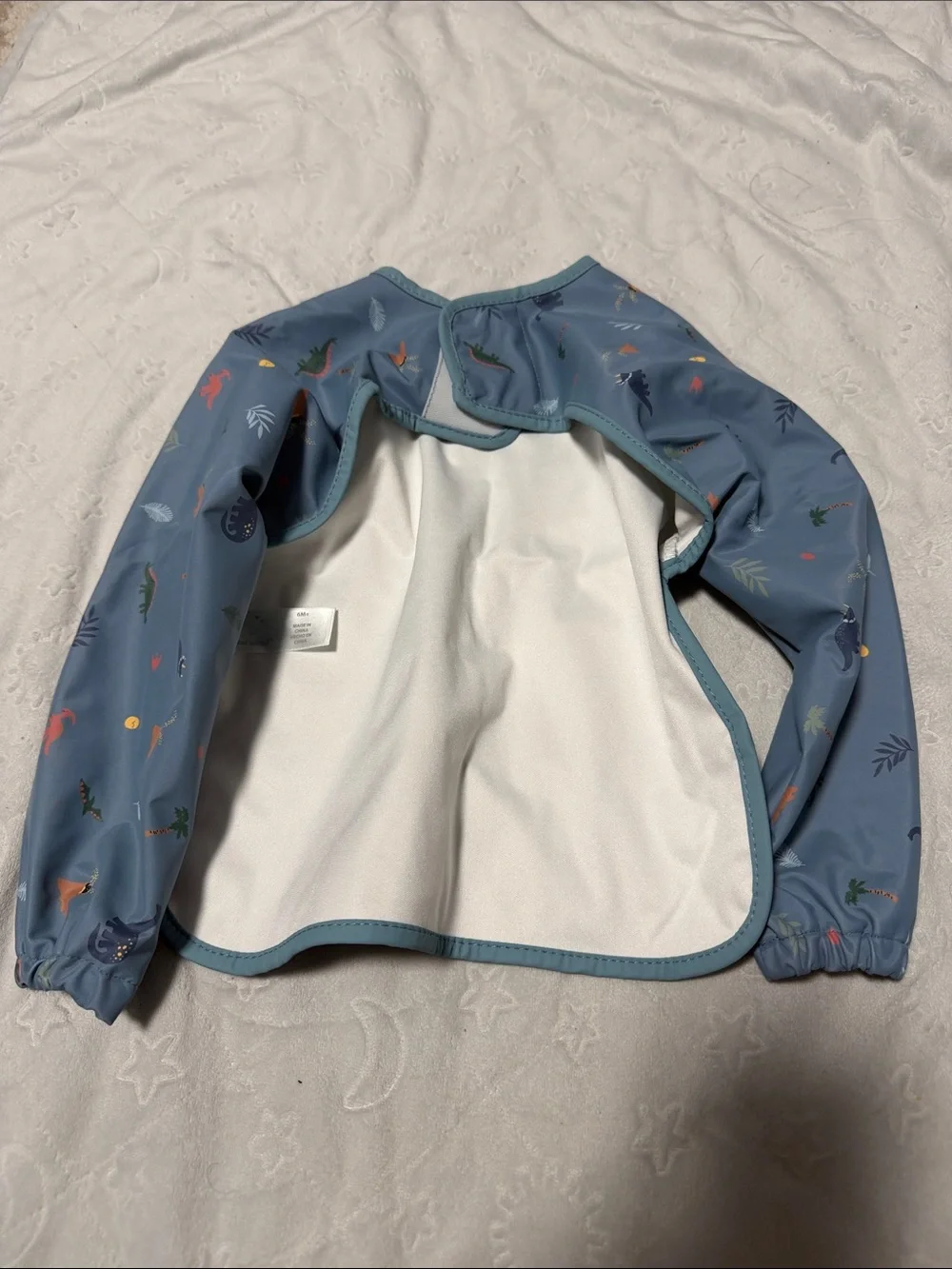 cloud island Blue Long-Sleeve Waterproof Bib smock with Dino Print baby 6m+